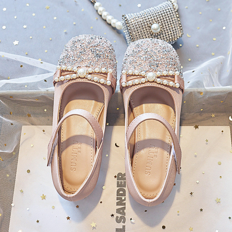 Girls' ballerinas with pearl embellishment and glitter Mune Fashion