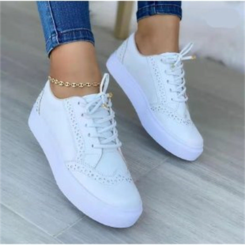 Damen Schnürer-Plateau-Sneaker im Brogue-Stil mit Komfortfußbett Mune Fashion
