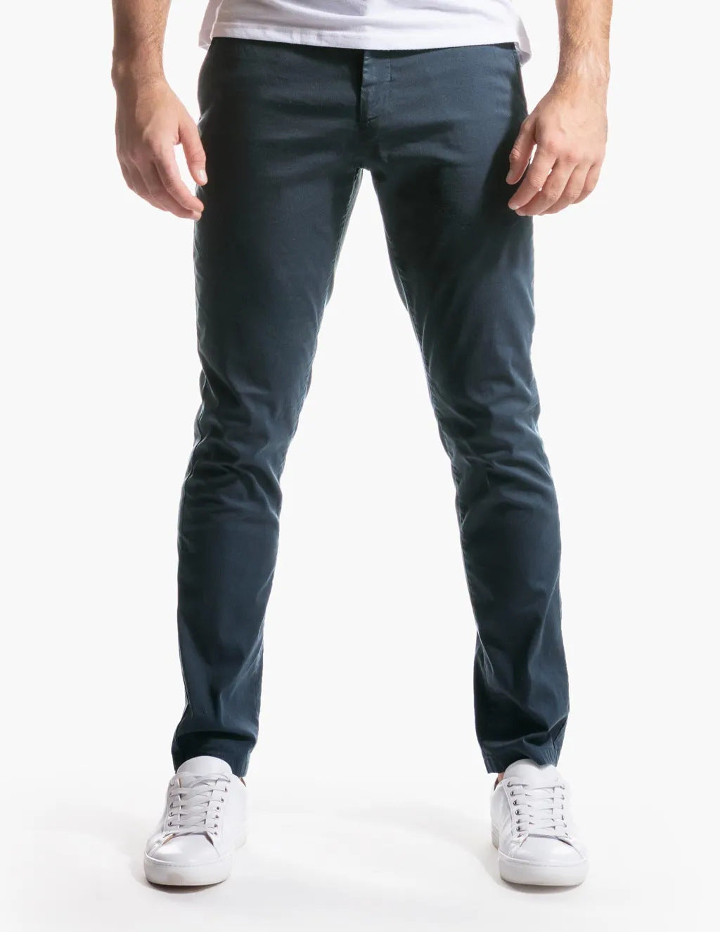 Men's Slim Fit Stretch Chino Pants with Tapered Leg and Elastic Hem Mune Fashion