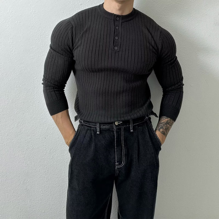 Men's Elegant Long Sleeve Shirt with Button Placket Mune Fashion