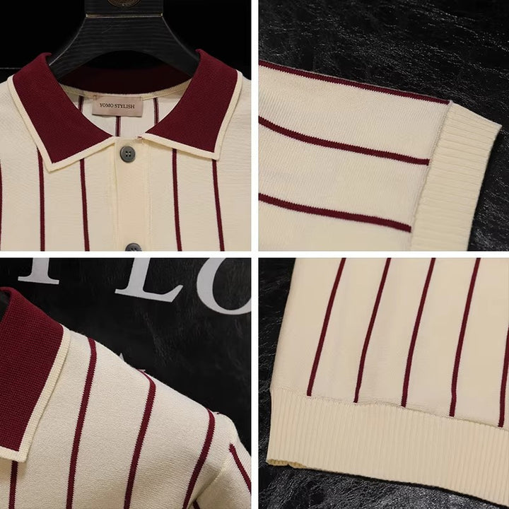 Men Stylish Short Sleeve Knit Shirt Mune Fashion