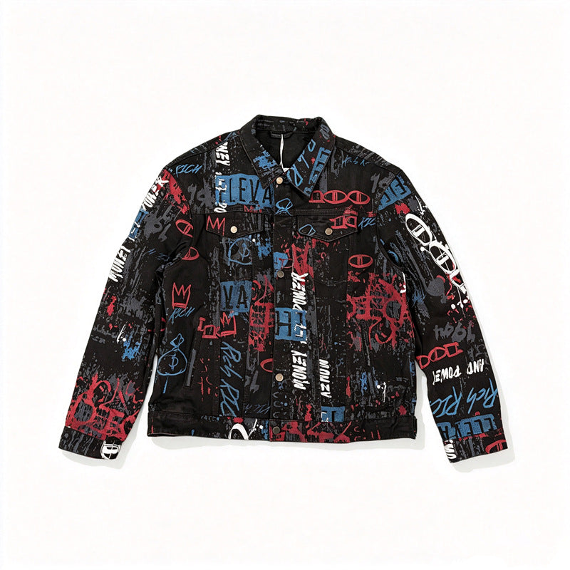 Men's Stylish Graffiti Denim Jacket Mune Fashion