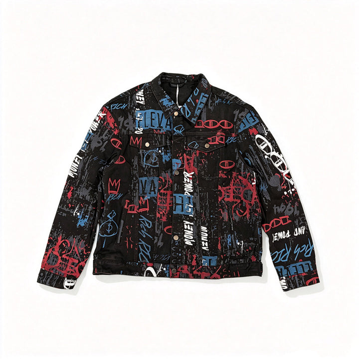 Men's Stylish Graffiti Denim Jacket Mune Fashion