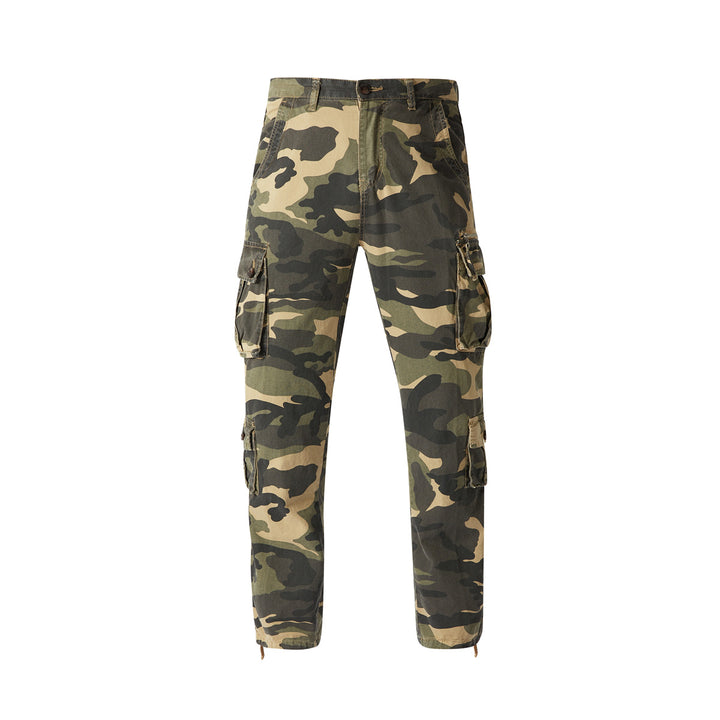 Men's cargo pants in camouflage military style with multiple pockets and adjustable ankle straps Mune Fashion