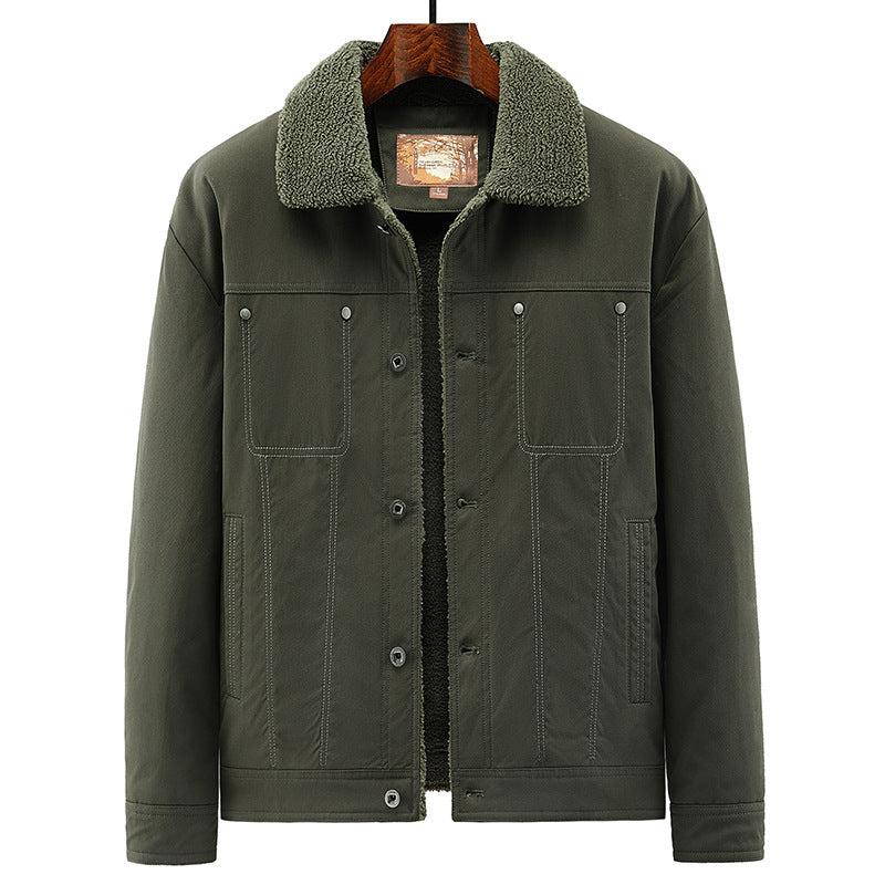 Men's trucker jacket in overshirt style with Sherpa lining and shirt collar Mune Fashion