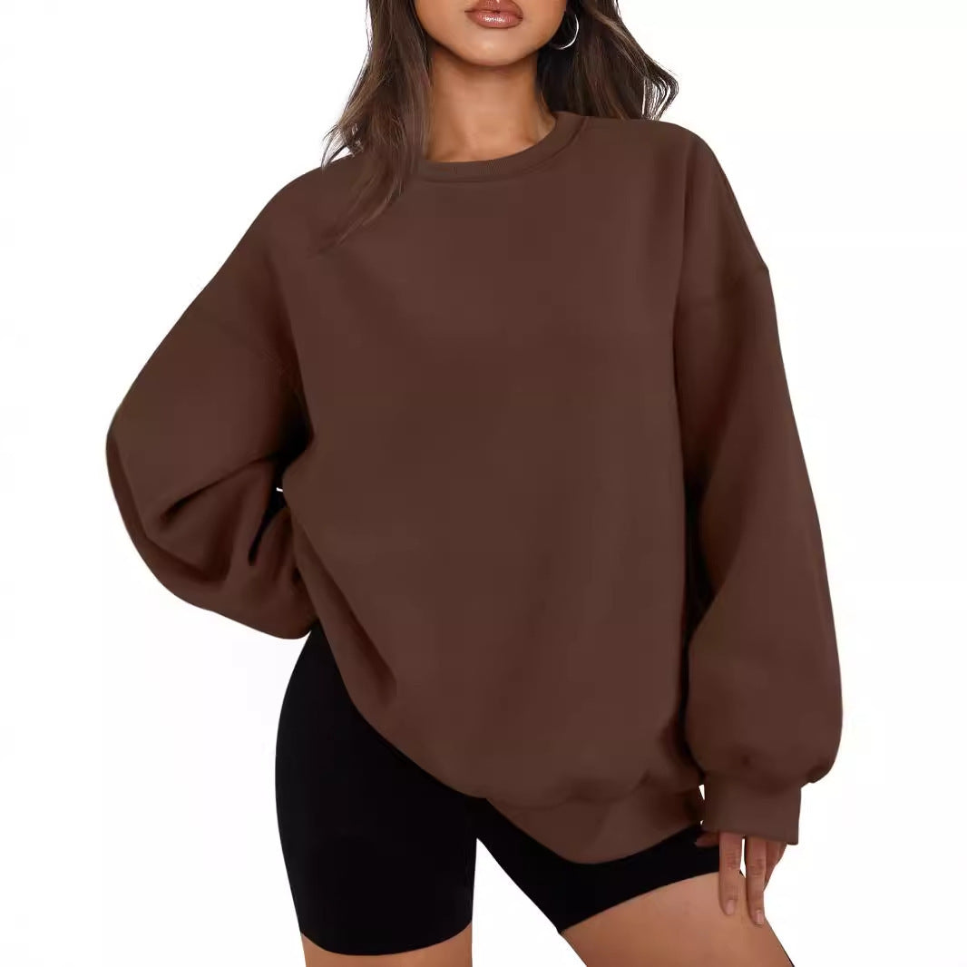 Women's Boxy Crewneck Sweatshirt with extra wide fit, raglan sleeves, and soft fleece lining Mune Fashion