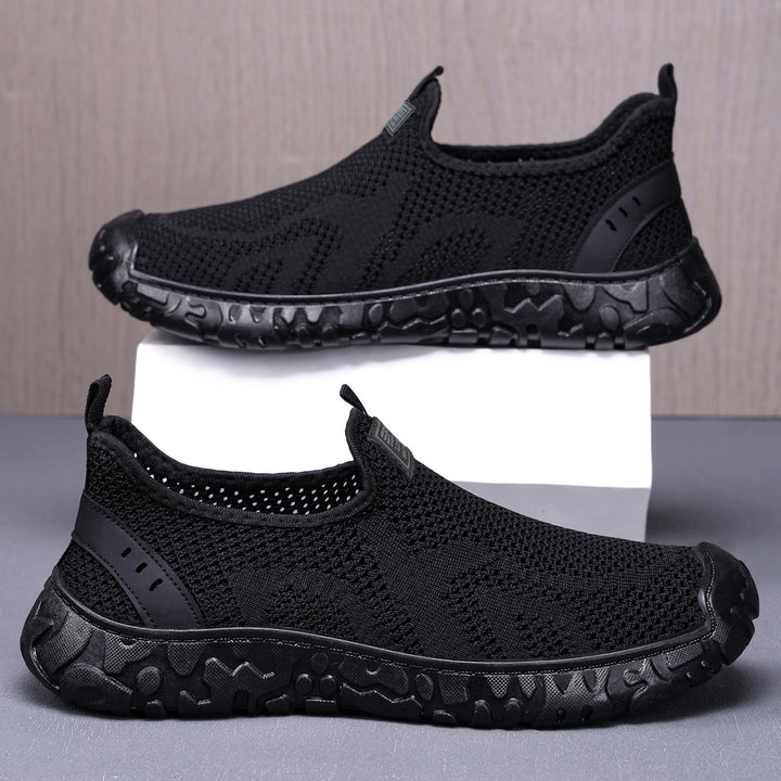 Unisex nan lightweight breathable slip-on knit walking shoe with flexible tread sole Mune Fashion