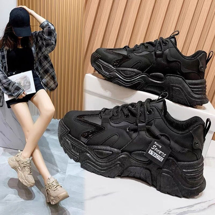 Women's chunky sports sneakers with extra high profile sole and breathable mesh lining Mune Fashion