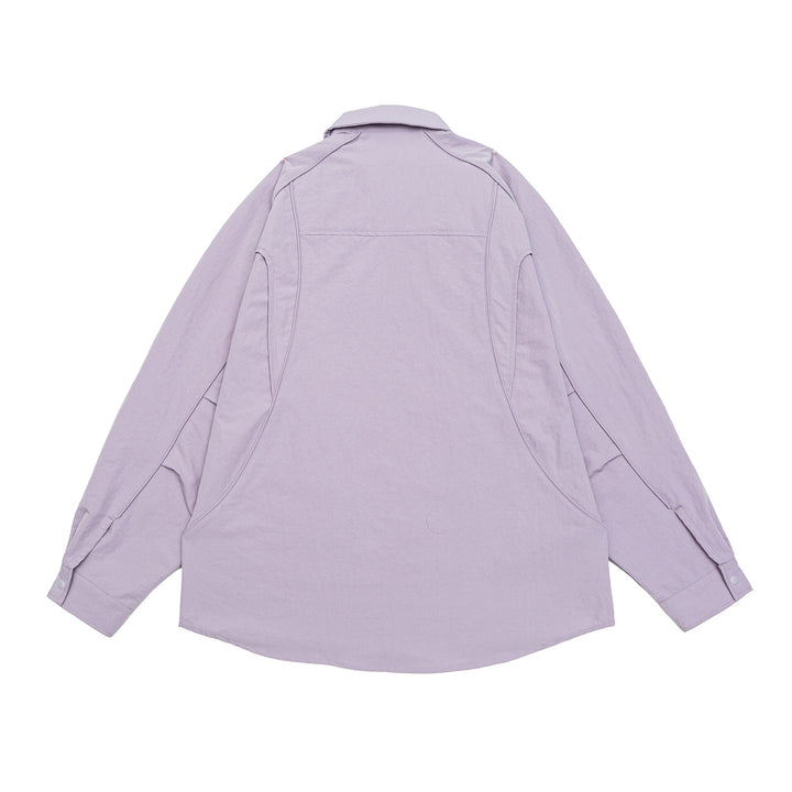 Women's Oversize Shirt Jacket with Rounded Insert Pockets and Snap Buttons Mune Fashion