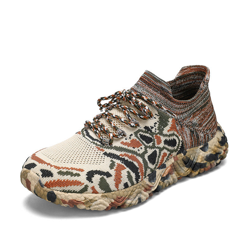 Unisex knitted sock sneaker with camouflage patterned, shock-absorbing sole Mune Fashion