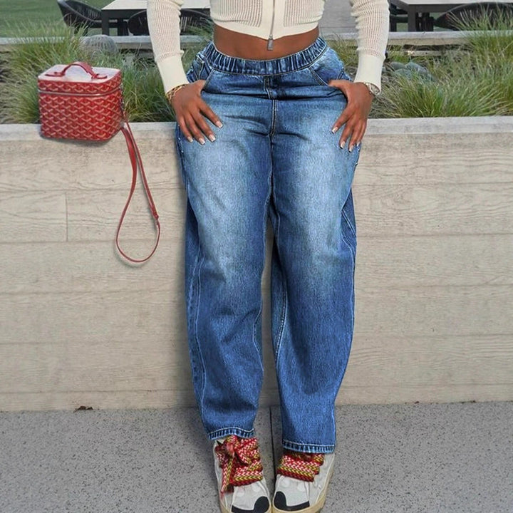 Women's wide Relaxed-Fit jeans with elastic waistband and casual fit Mune Fashion