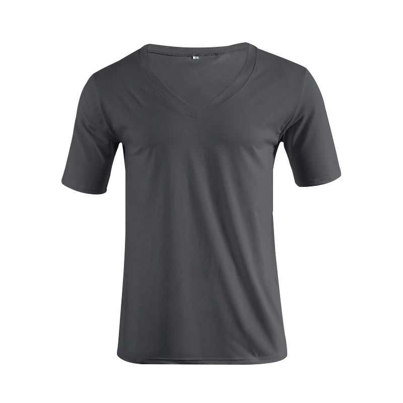 Men's V-neck T-shirt made of fine jersey with slim silhouette and flat seams Mune Fashion