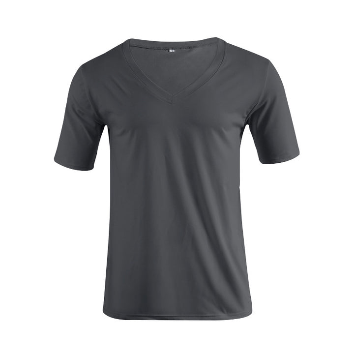 Men's V-neck T-shirt made of fine jersey with slim silhouette and flat seams Mune Fashion