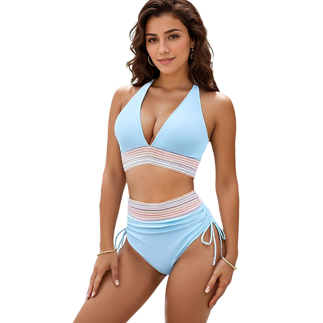 Ladies High-Cut Bikini with Wide Elastic Band and Decorative Accent Details Mune Fashion
