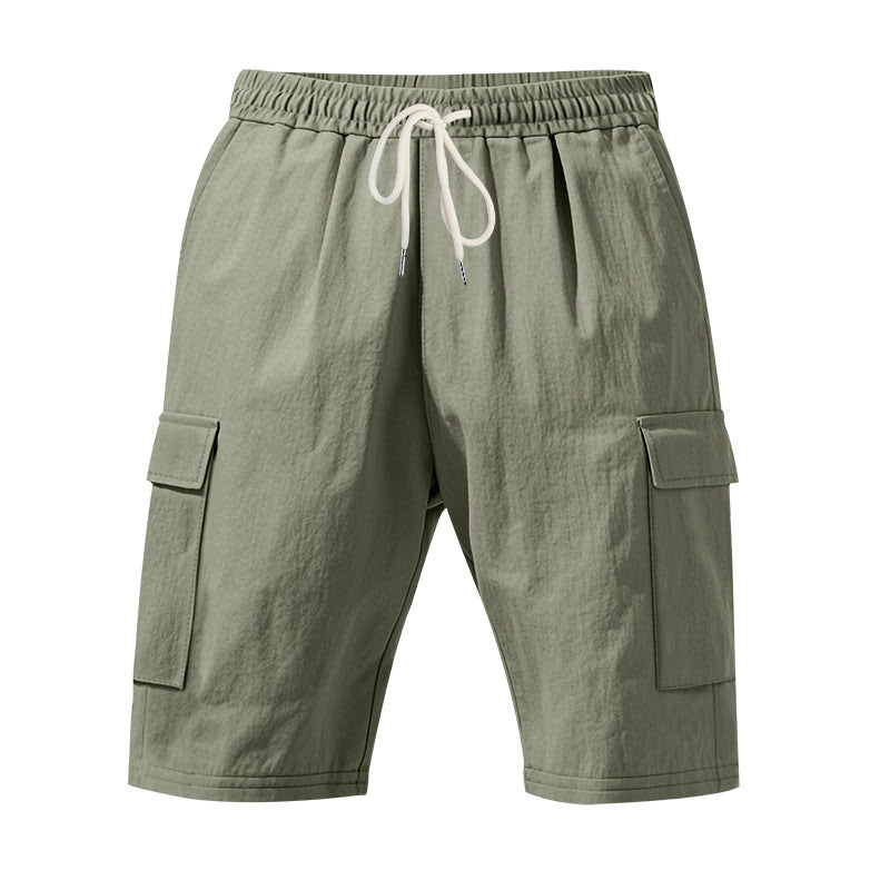 Men's travel and outdoor bermuda shorts with elastic drawstring waistband, security inner pocket and front flap pockets Mune Fashion
