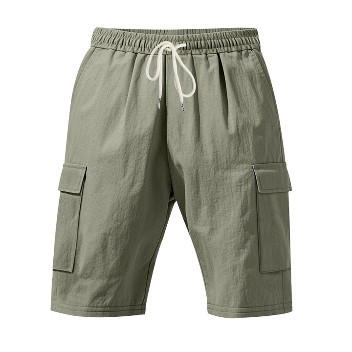 Men's travel and outdoor bermuda shorts with elastic drawstring waistband, security inner pocket and front flap pockets Mune Fashion