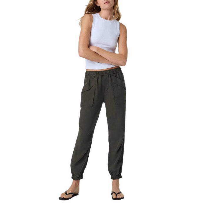 Women Relax Jogger Pants with High Elastic Waistband and Patch Pockets Mune Fashion