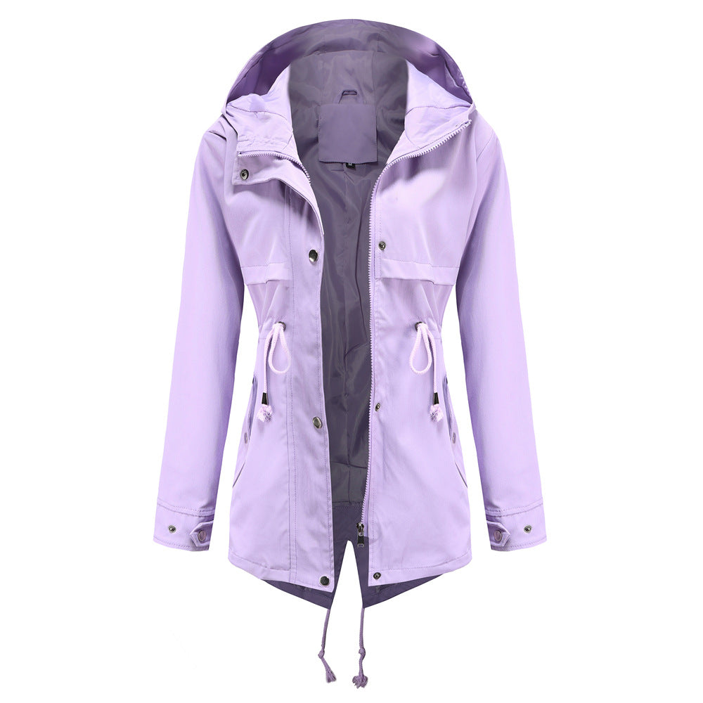 Women's water-repellent parka with waist drawstring and asymmetric hem Mune Fashion