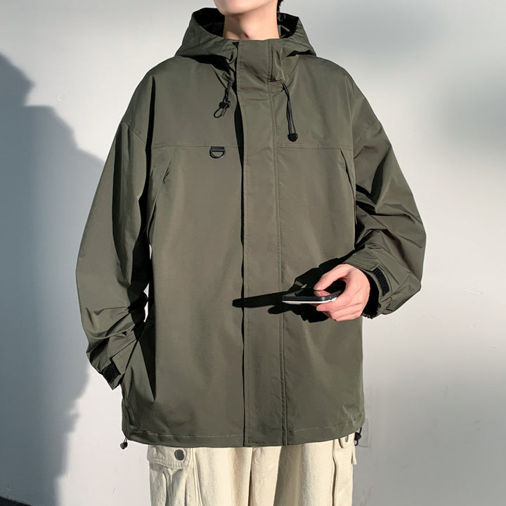 Men's two-layer softshell overlay jacket with hood, wind and water repellent membrane and adjustable hem Mune Fashion