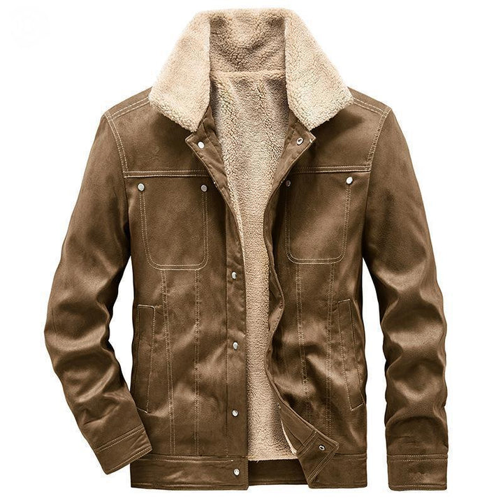 Men's Suede Look Trucker Jacket with Teddy Lining Mune Fashion