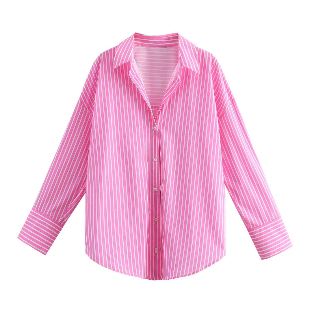 Women's Oversized Shirt Blouse with Dropped Shoulder and Classic Button Placket Mune Fashion