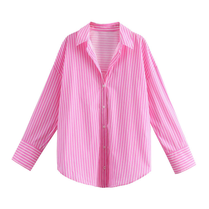 Women's Oversized Shirt Blouse with Dropped Shoulder and Classic Button Placket Mune Fashion