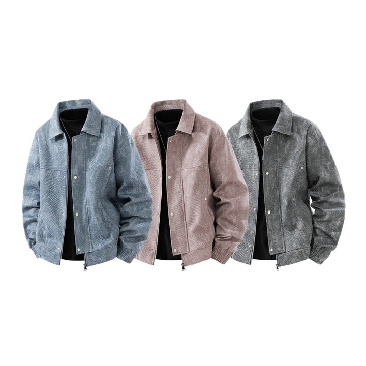 Women Snake Leather Look Casual Jacket Mune Fashion