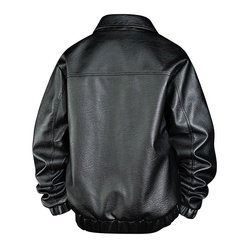 Men's Fashion Faux Leather Bomber Jacket Mune Fashion