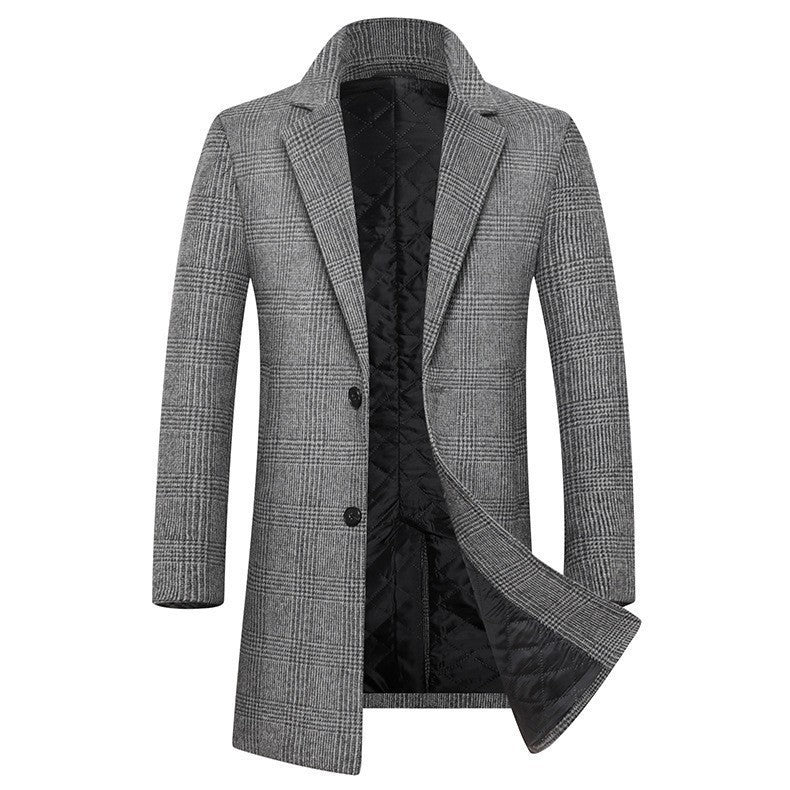 Men's Glencheck Wool Blend Coat with Quilted Thermal Lining and Slim Silhouette Mune Fashion