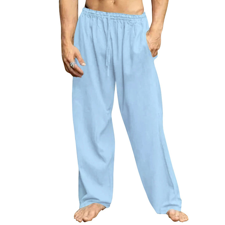 Men's relaxed trousers with wide leg elastic drawstring waistband and side pockets Mune Fashion