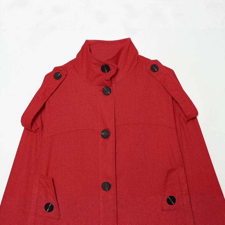 Women's Cropped Transition Jacket in Field Style with Stand-Up Collar and Shoulder Straps Mune Fashion