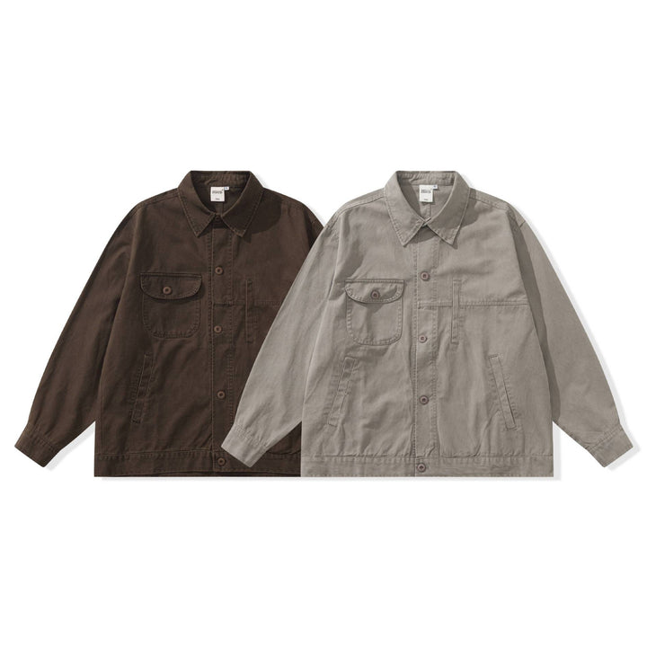 Men's Boxy Canvas Utility Blouson Jacket with Large Flap Pockets Mune Fashion