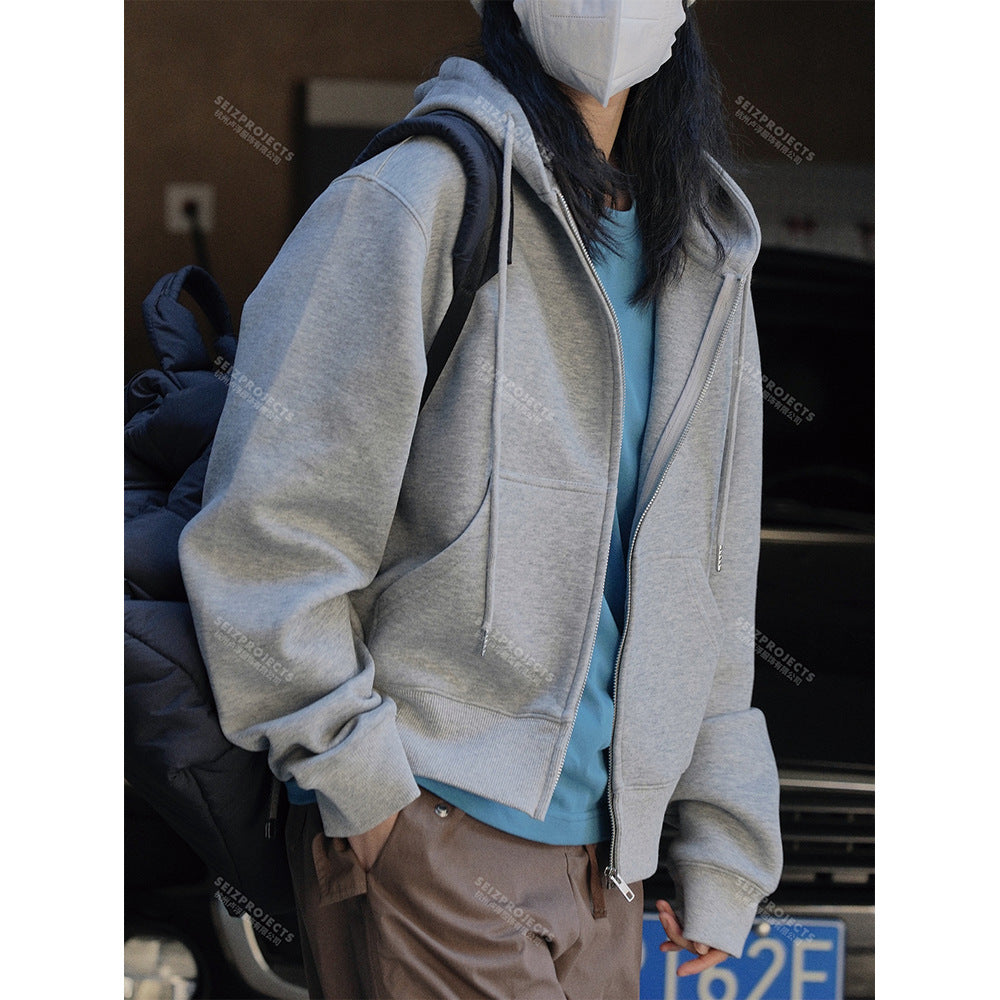 Women short cut hooded zip jacket with dropped shoulder and kangaroo pockets Mune Fashion