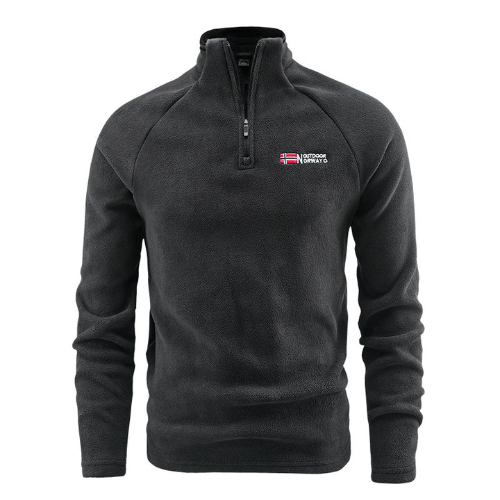 Men's fleece half-zip pullover with high stand-up collar and raglan sleeves Mune Fashion