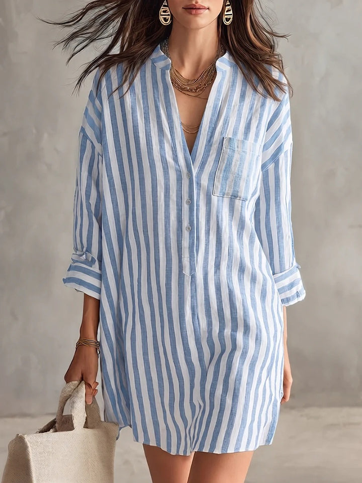 Women Casual and Airy Linen Shirt Dress Mune Fashion