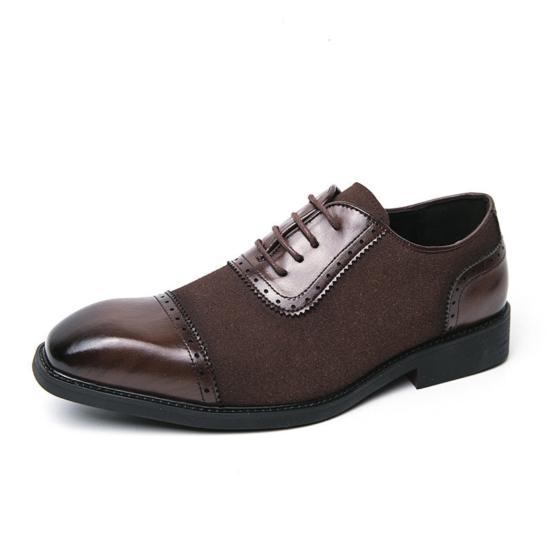 Men's elegant Oxford lace-up shoes with cap toe design, leather-textile mix and cushioned comfort insole Mune Fashion