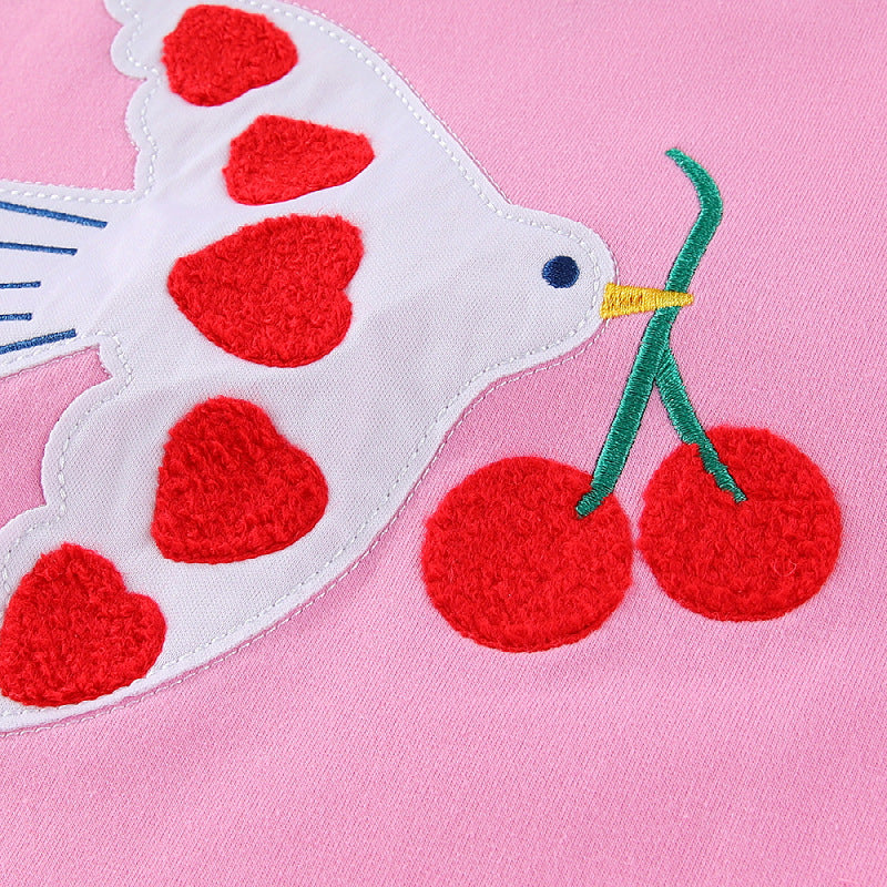 Girl's sweatshirt with loving heart and bird motif Mune Fashion