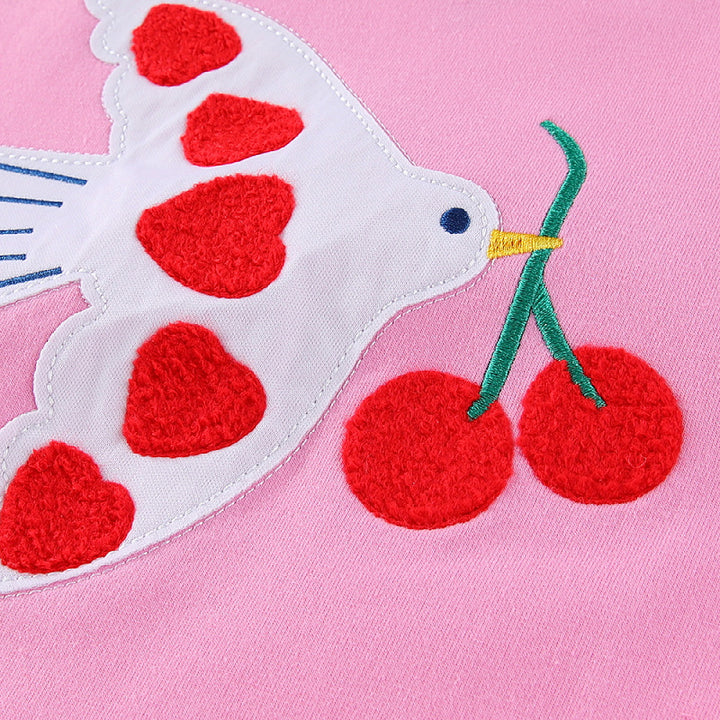 Girl's sweatshirt with loving heart and bird motif Mune Fashion