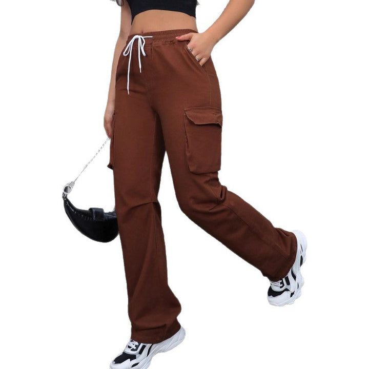 Women's high-waist cargo joggers with wide leg and drawstring Mune Fashion