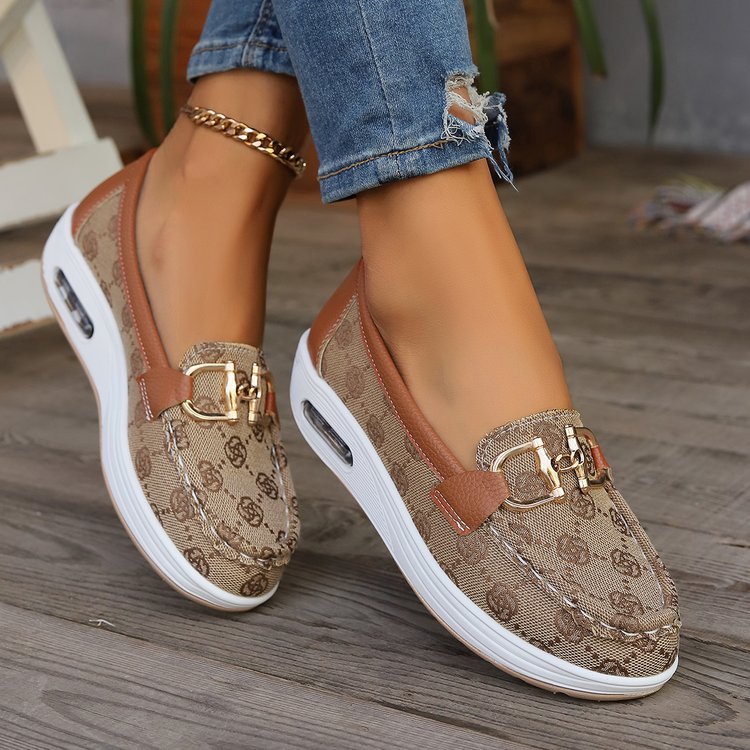 Damen Mokassin-Slipper mit luftgepolsterter Plateausohle und Zier-Bit Mune Fashion
