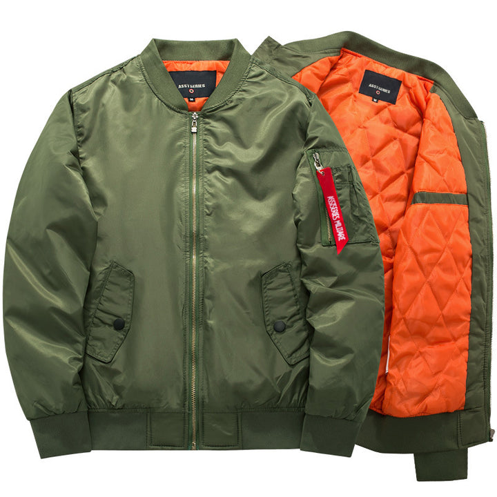 Men's coat made of lightweight, water-repellent nylon with ribbed collar, cuffs, hem, and sleeve zipper Mune Fashion