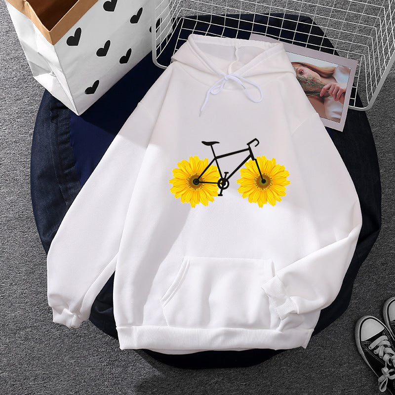 Women's casual hoodie with artistic moon and mushroom design, soft fleece lining, and kangaroo pocket Mune Fashion