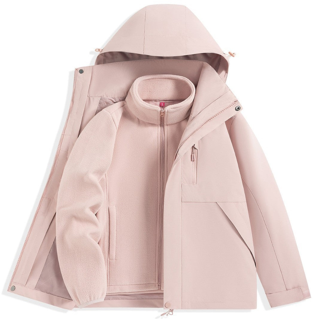Men's two-layer outdoor parka with removable fleece inner jacket and hood Mune Fashion