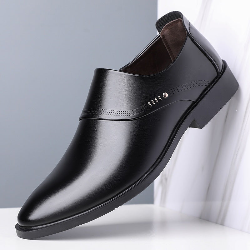 Men's Elegant Slip-On Business Half Shoe with Pointed Toe Cap and Subtle Perforation Mune Fashion