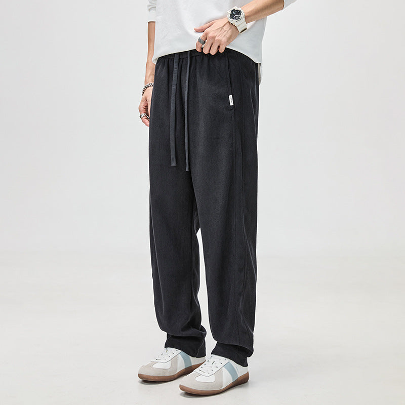 Men's corduroy pants with drawstring and straight leg Mune Fashion