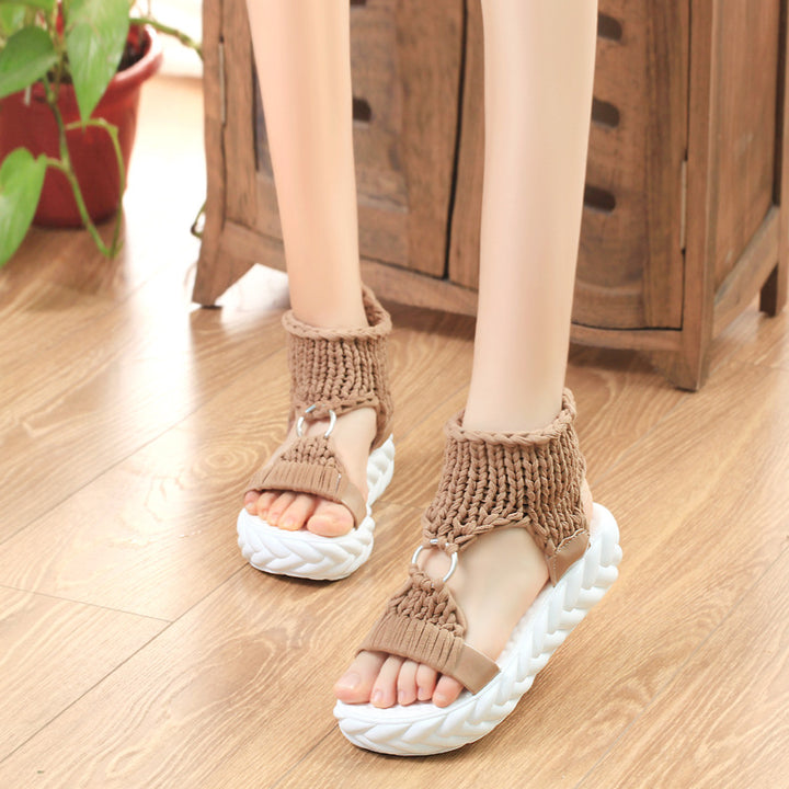 Women nan handwoven braided platform sandals with ergonomic padded sole Mune Fashion