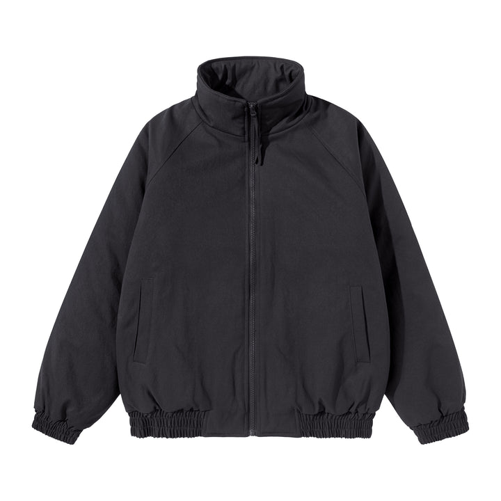 Unisex Short Cut Boxy Stand Collar Blouson with Elastic Hem and Concealed Side Pockets Mune Fashion
