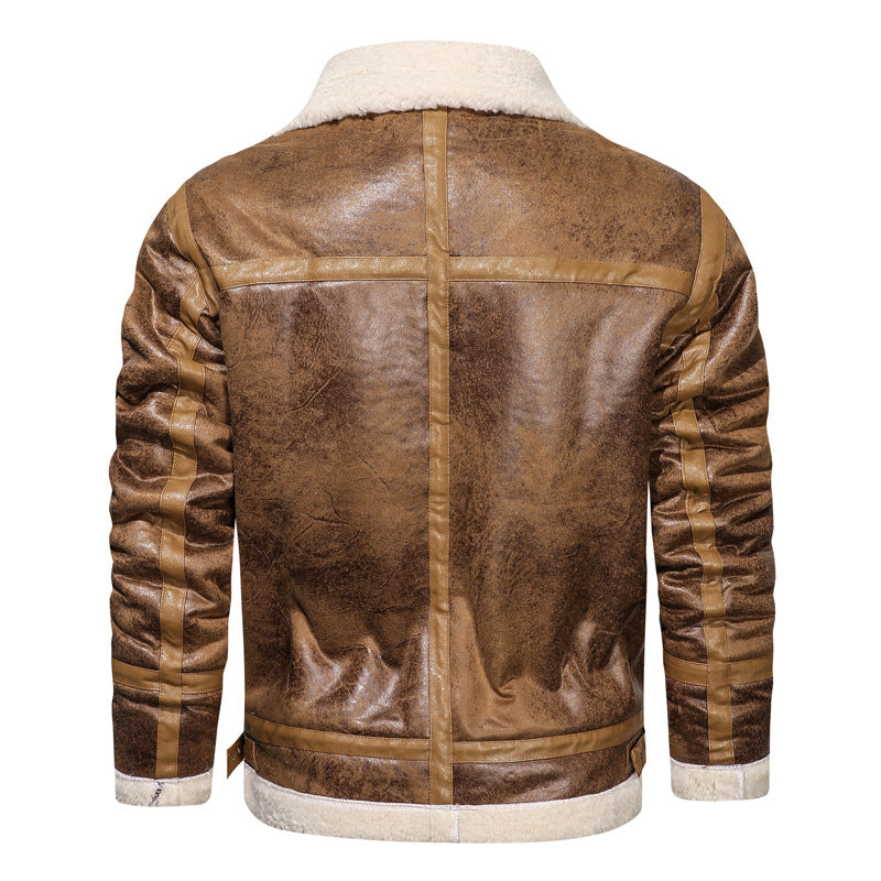 Men's flight jacket with lambskin lining and vintage faux leather look Mune Fashion