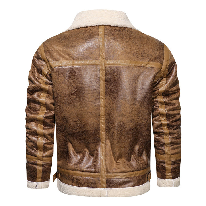 Men's flight jacket with lambskin lining and vintage faux leather look Mune Fashion