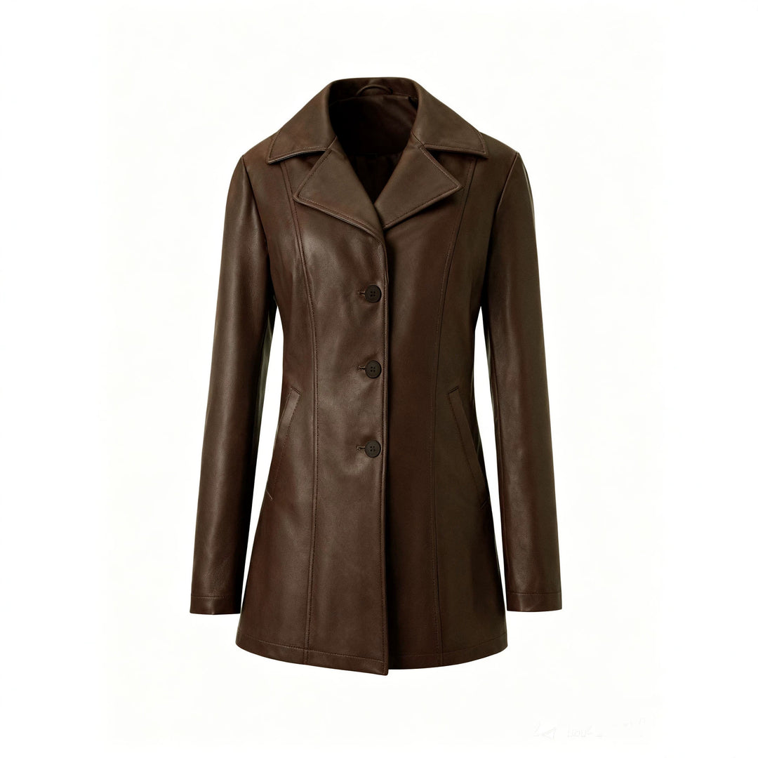 Women's Elegant Slim-Fit Faux Leather Jacket Mune Fashion